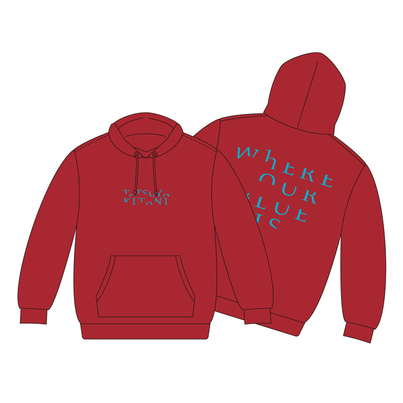 "WHERE OUR BLUE IS" hoodie red